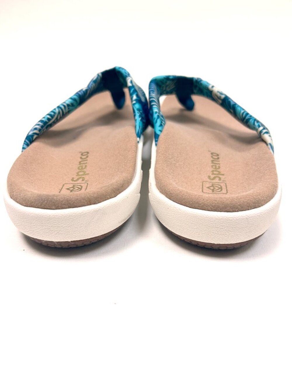 Spenco Victoria Memory Foam Tropical Blue Palm Print Orthotic Support Size 8 - Picture 4 of 6